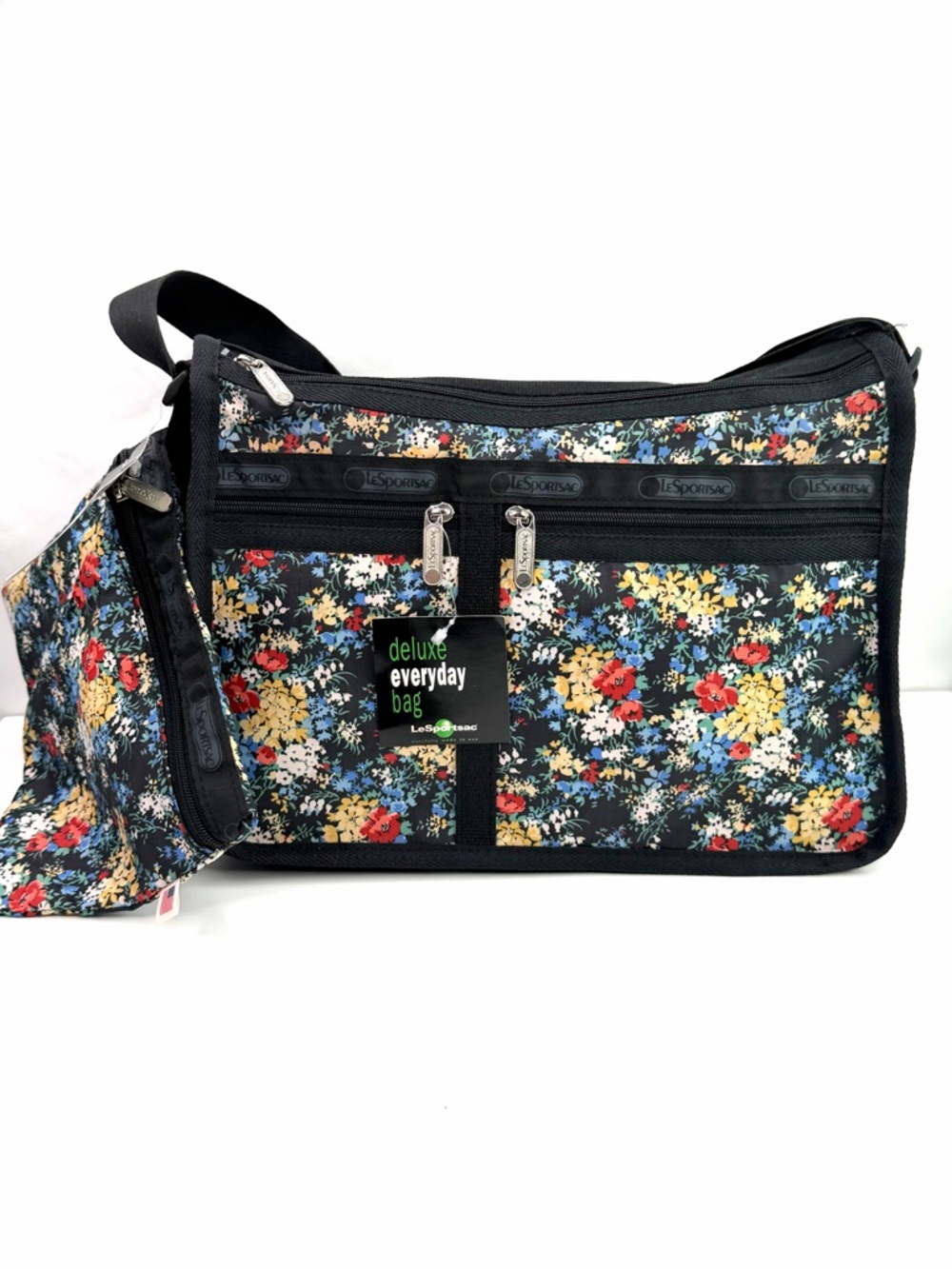 Lesportsac Black Floral Bloomsbury Deluxe Everyday Rare Print Crossbody Bag NWT